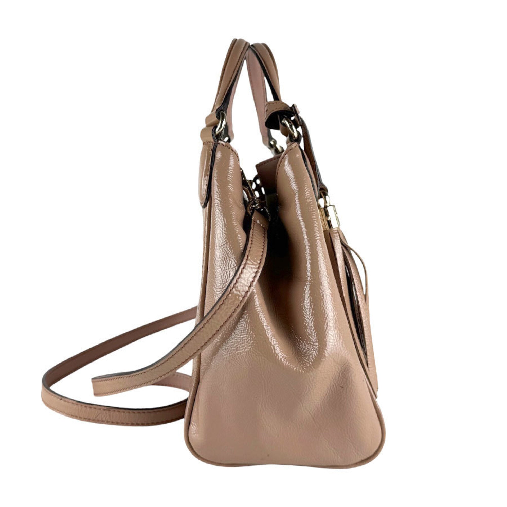 Gucci Pink Beige Patent Leather Handbag Shoulder Bag (Pre-Owned)