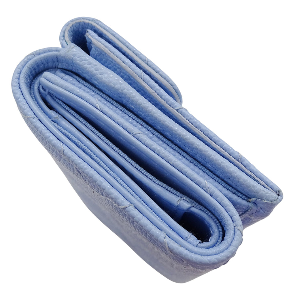 Chanel Light Blue Grained Calfskin Wallet (Tri-Fold)