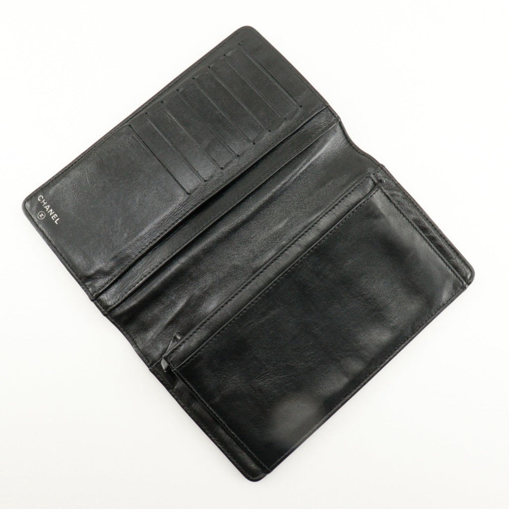 Chanel Black Leather Long Wallet (Bi-Fold)