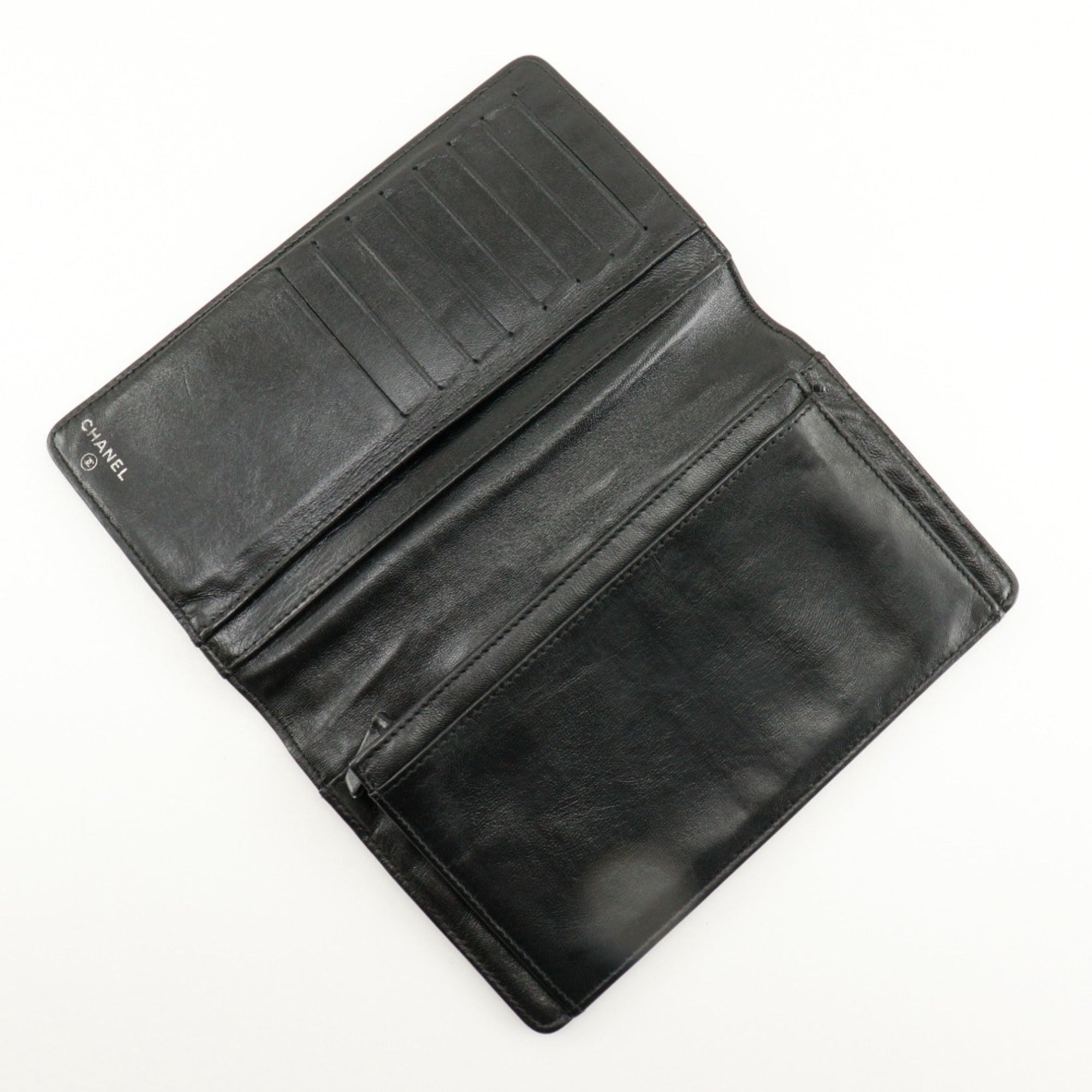 Chanel Black Leather Long Wallet (Bi-Fold)
