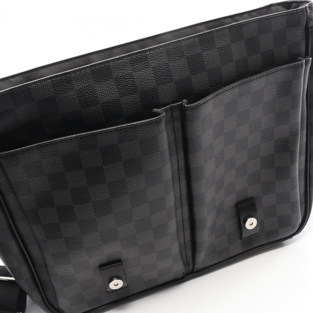 Louis Vuitton Black Coated Canvas Leather Handbag Shoulder Bag