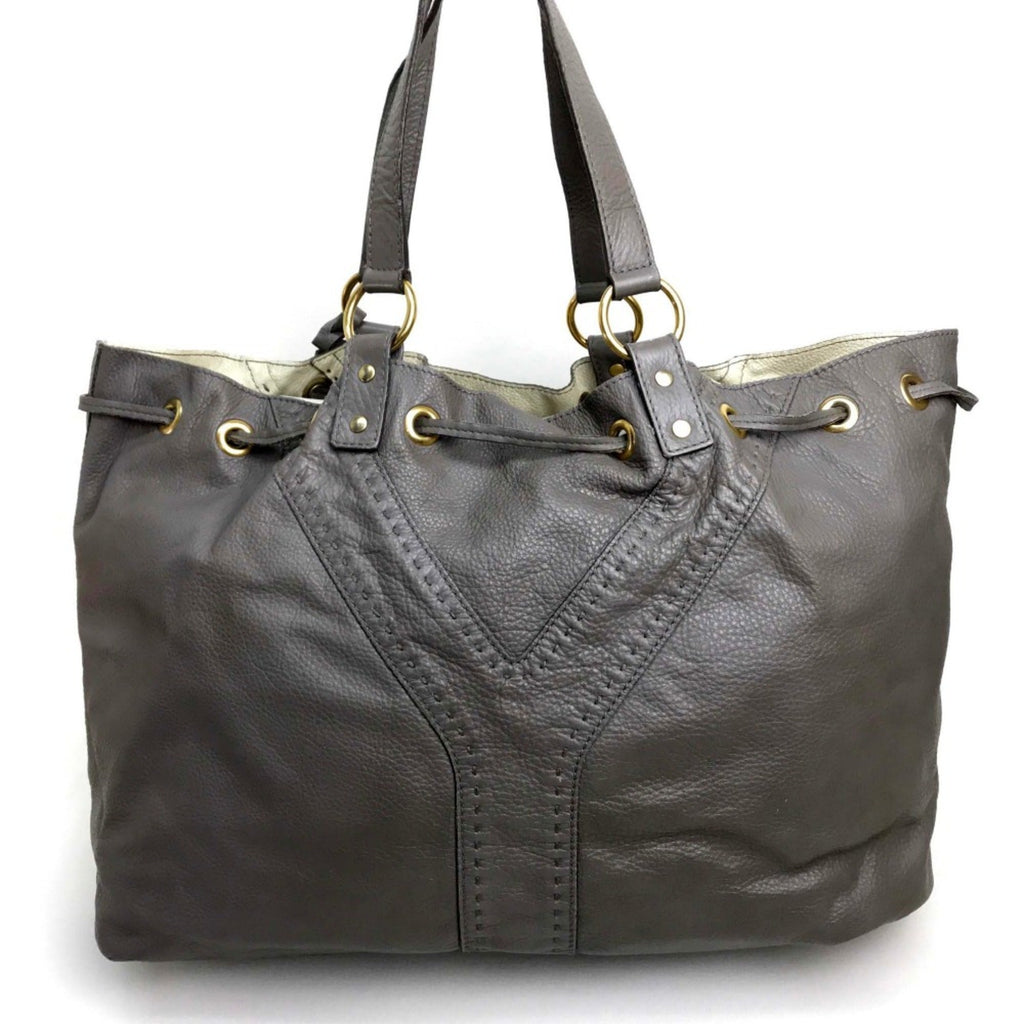 Yves Saint Laurent Gray Leather Tote Bag (Pre-Owned)