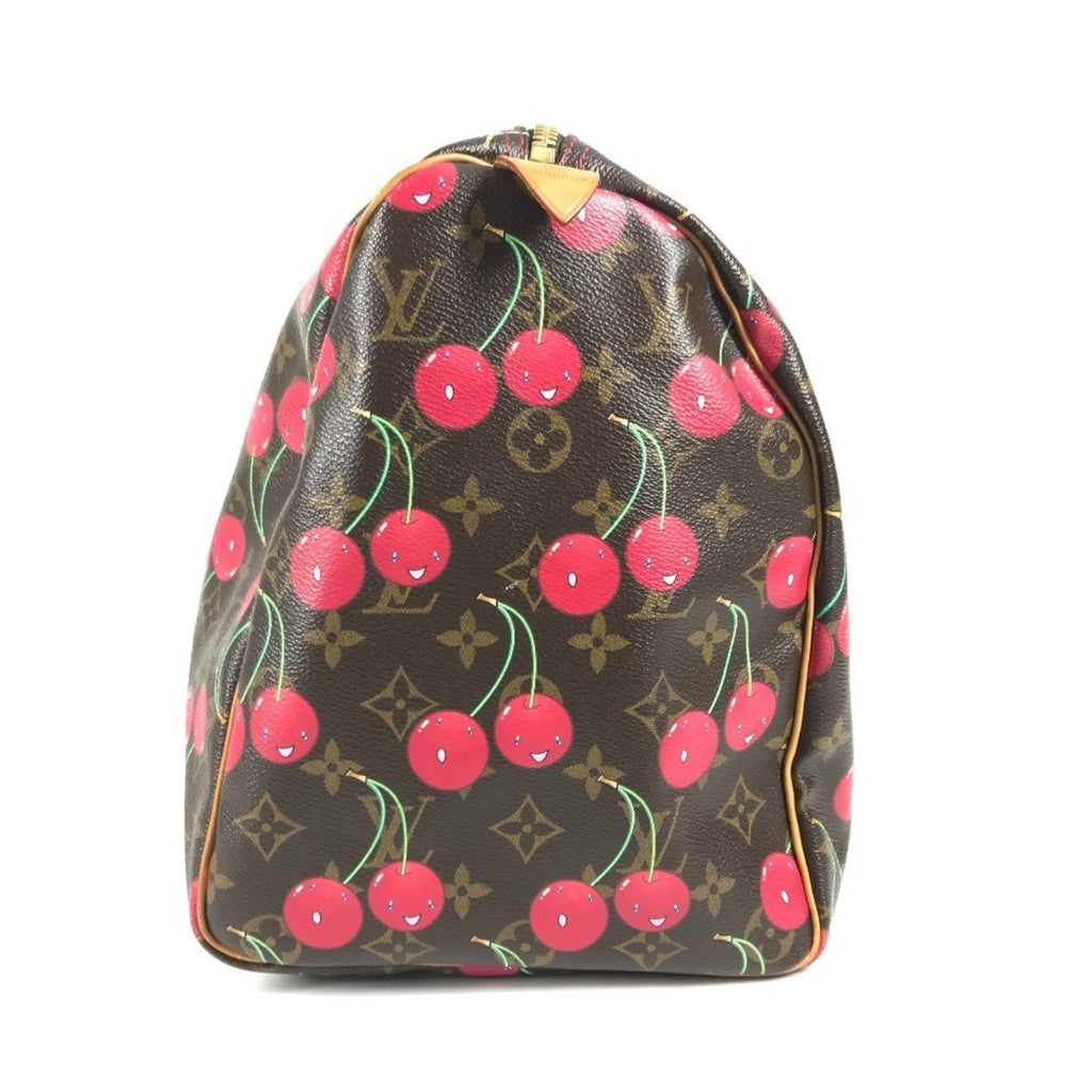 Louis Vuitton Brown Red Color Monogram Cherry Blossom Canvas Boston Bag