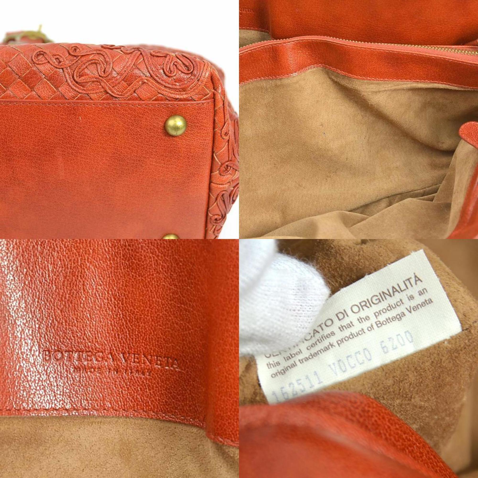 Bottega Veneta Brown Orange Intrecciato Handbag