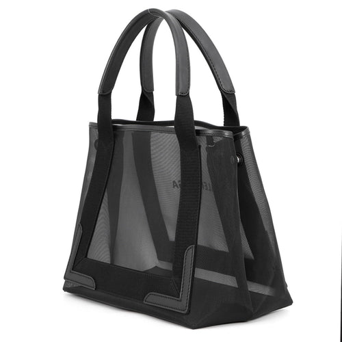 Balenciaga Black Mesh Leather Handbag Tote