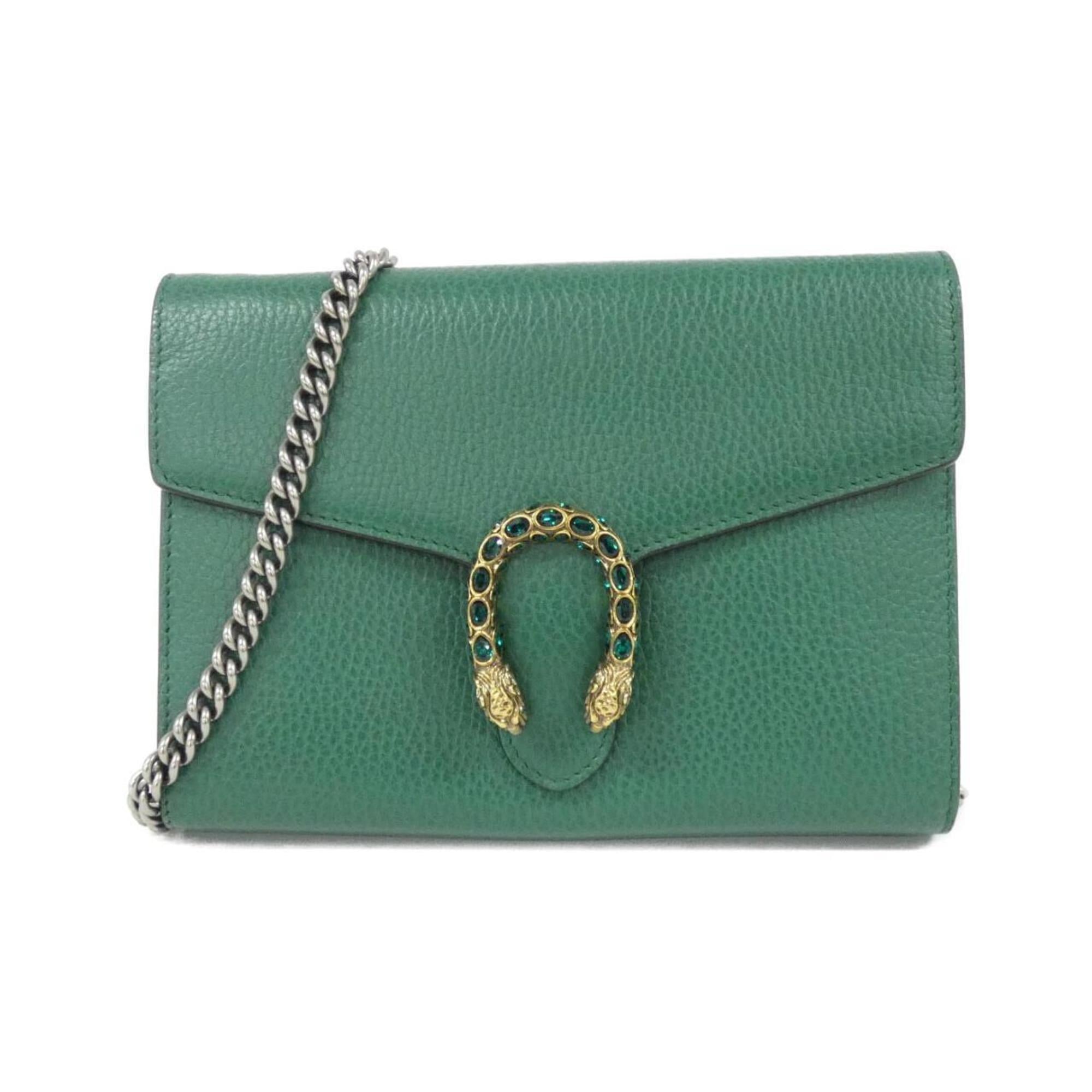 Gucci Emerald Green Leather Chain/Shoulder Wallet (Pre-Owned)