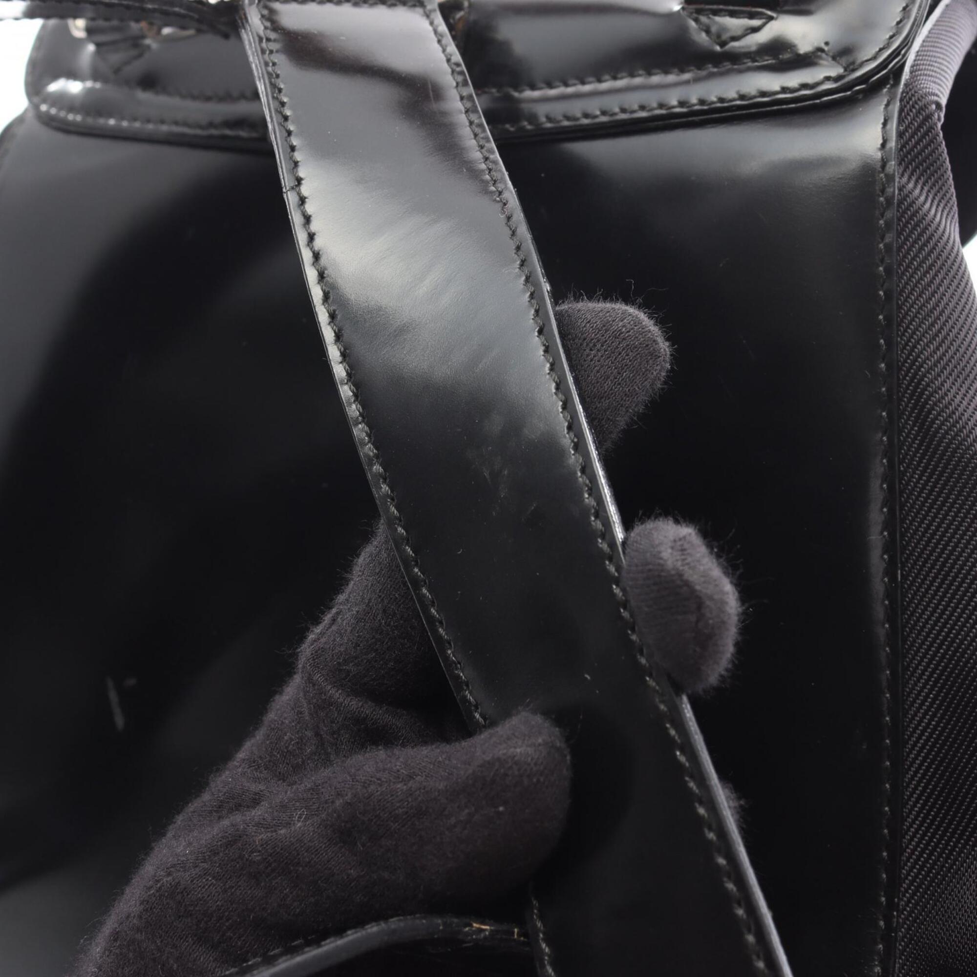 Gucci Black Nylon Leather Backpack Handbag (Pre-Owned)