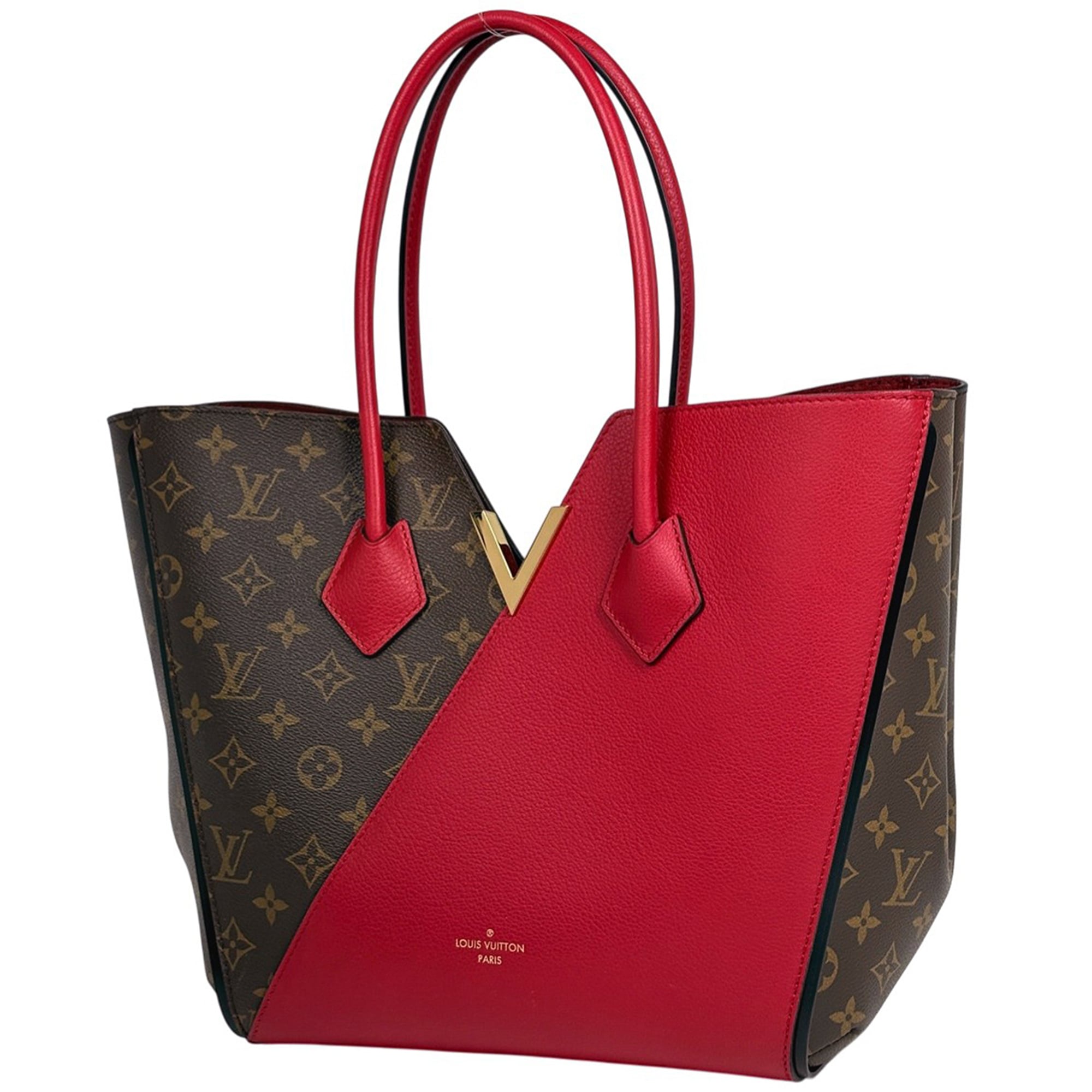 Louis Vuitton Cerise Red Brown Monogram Handbag Tote Bag