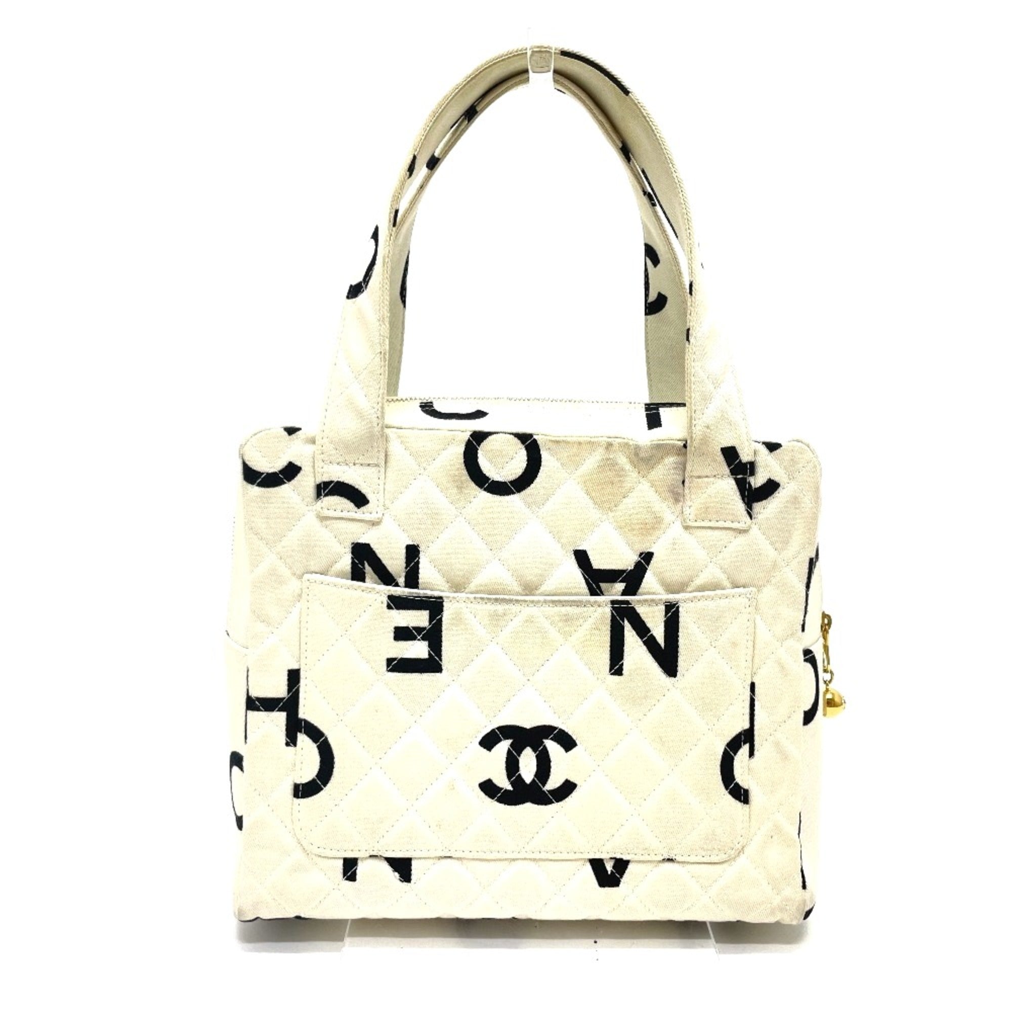 Chanel White Cotton Handbag