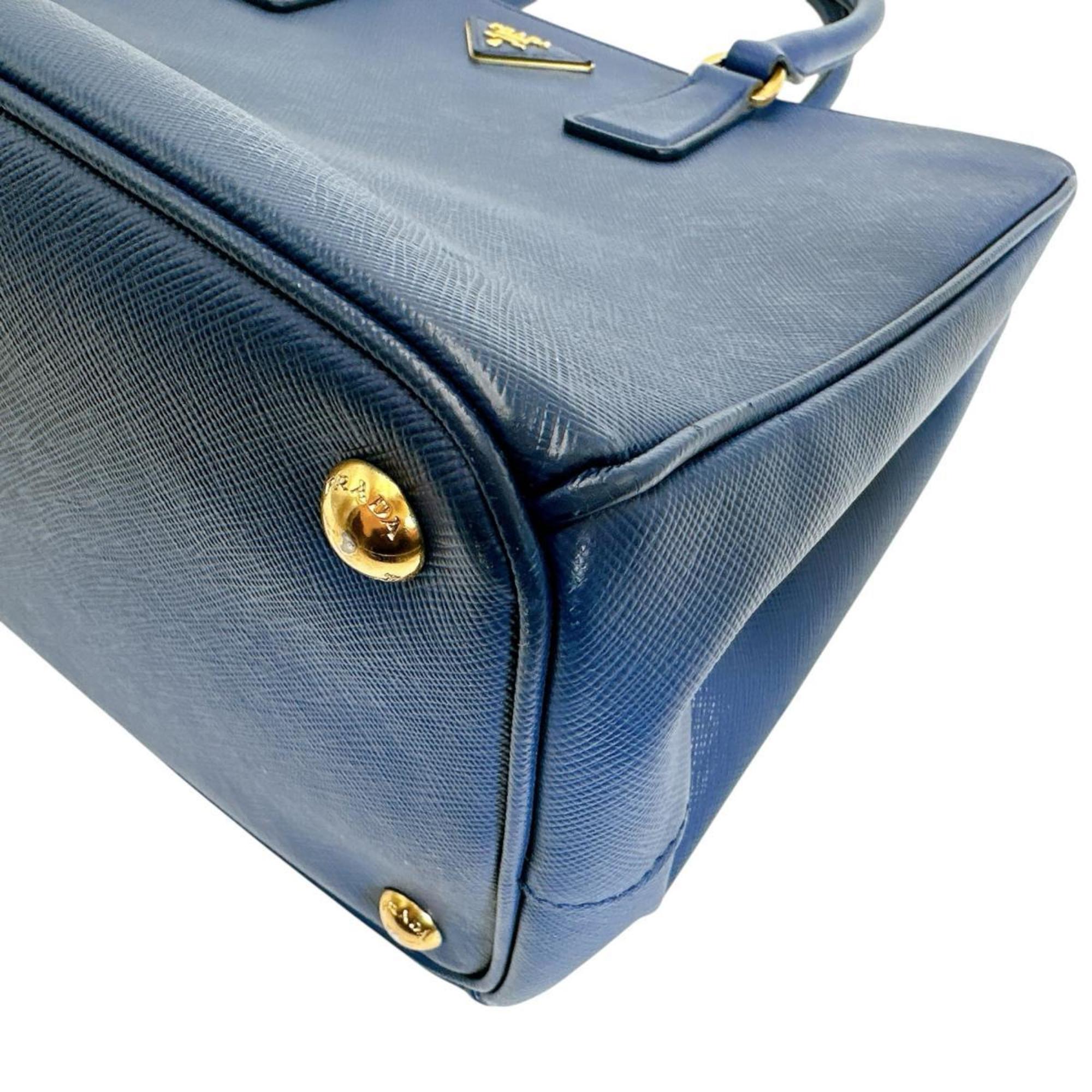 Prada Blue Leather Handbag Shoulder Bag