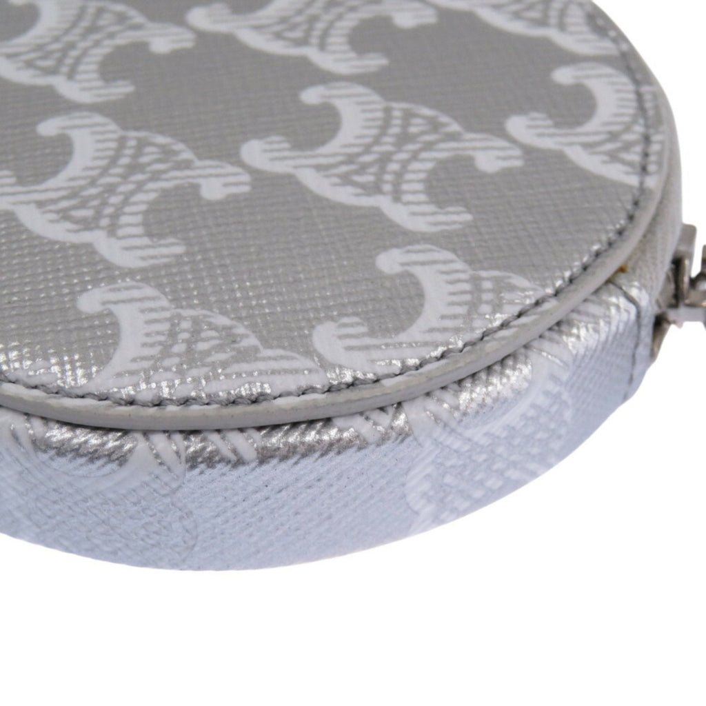Celine Silver White Leather Coin Purse/Coin Case