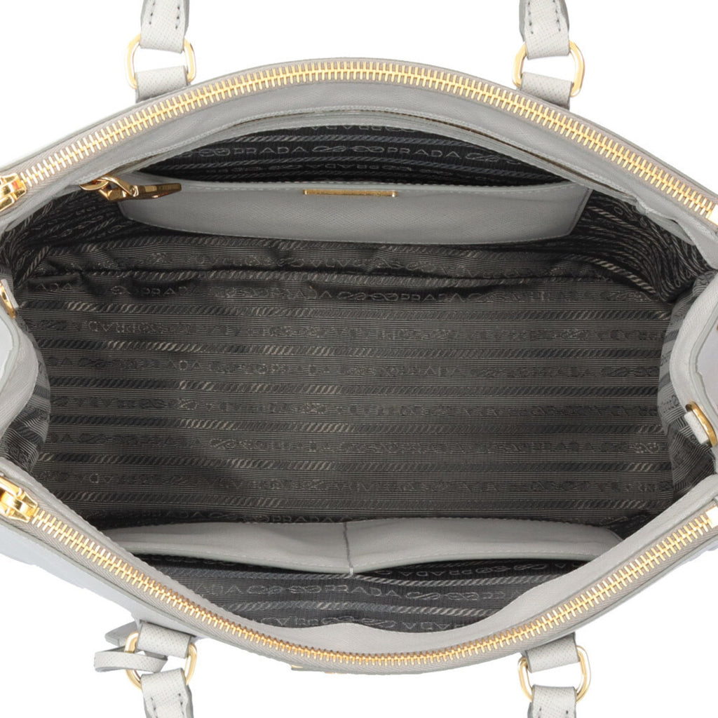 Prada Gray Leather Shoulder Bag