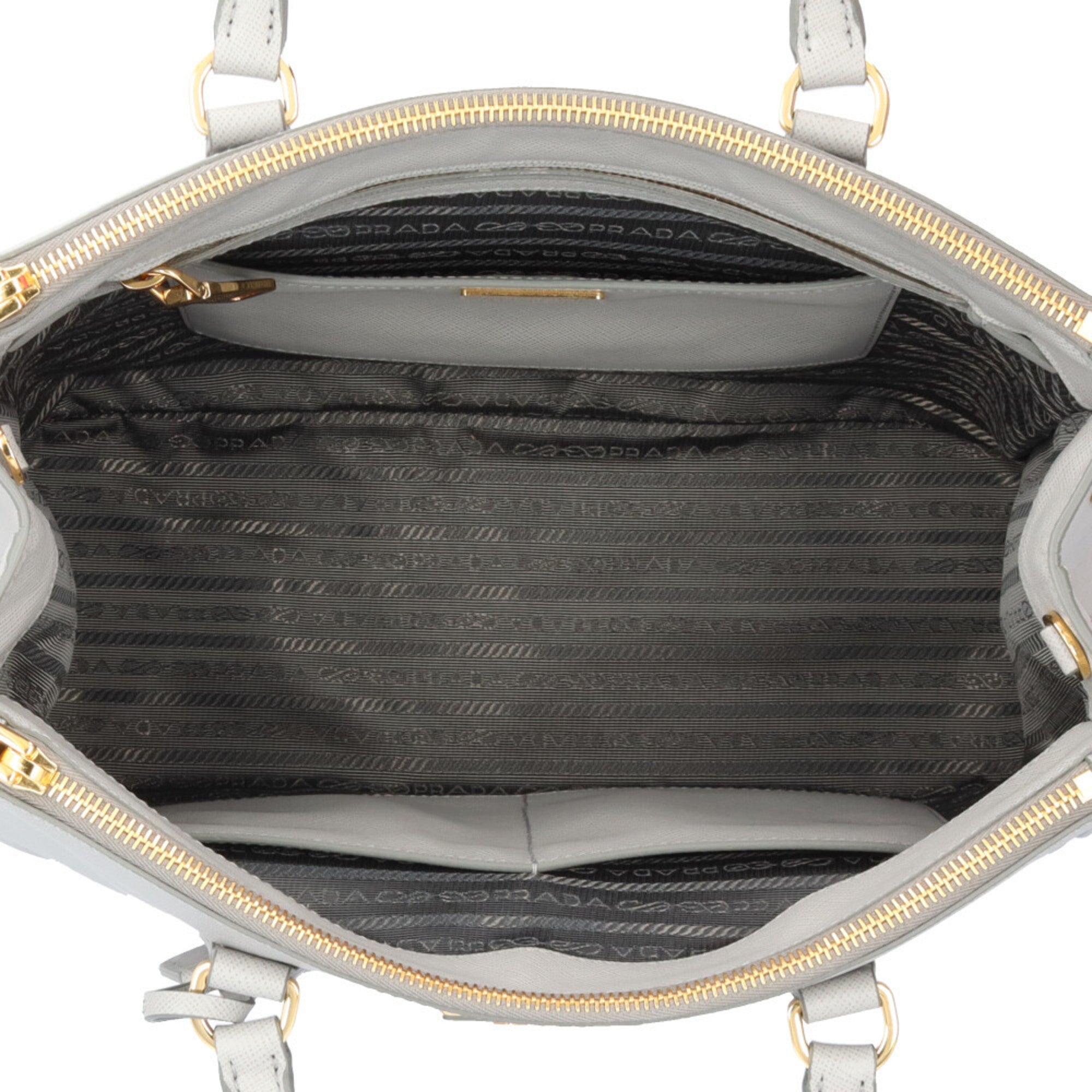 Prada Gray Leather Shoulder Bag