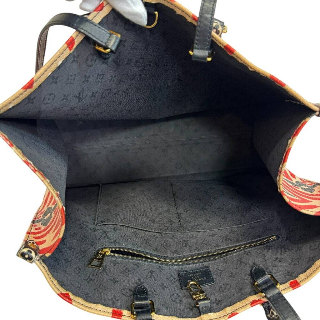 Louis Vuitton Beige Black Multi-Color Red Color Leather Handbag Shoulder Bag Tote Bag
