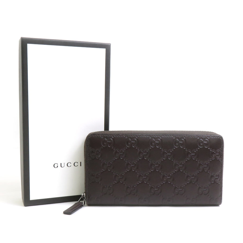 Gucci Dark Brown Leather Long Wallet (Bi-Fold) (Pre-Owned)