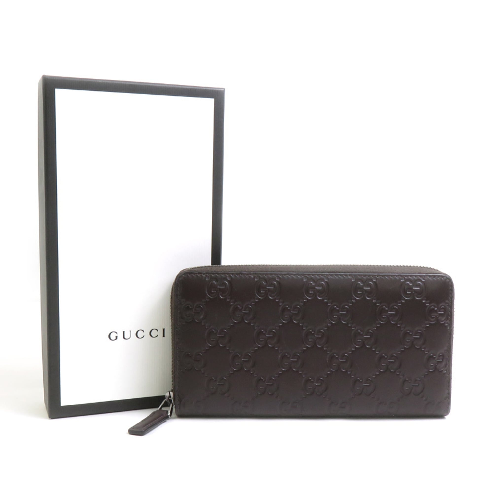 Gucci Dark Brown Leather Long Wallet (Bi-Fold) (Pre-Owned)