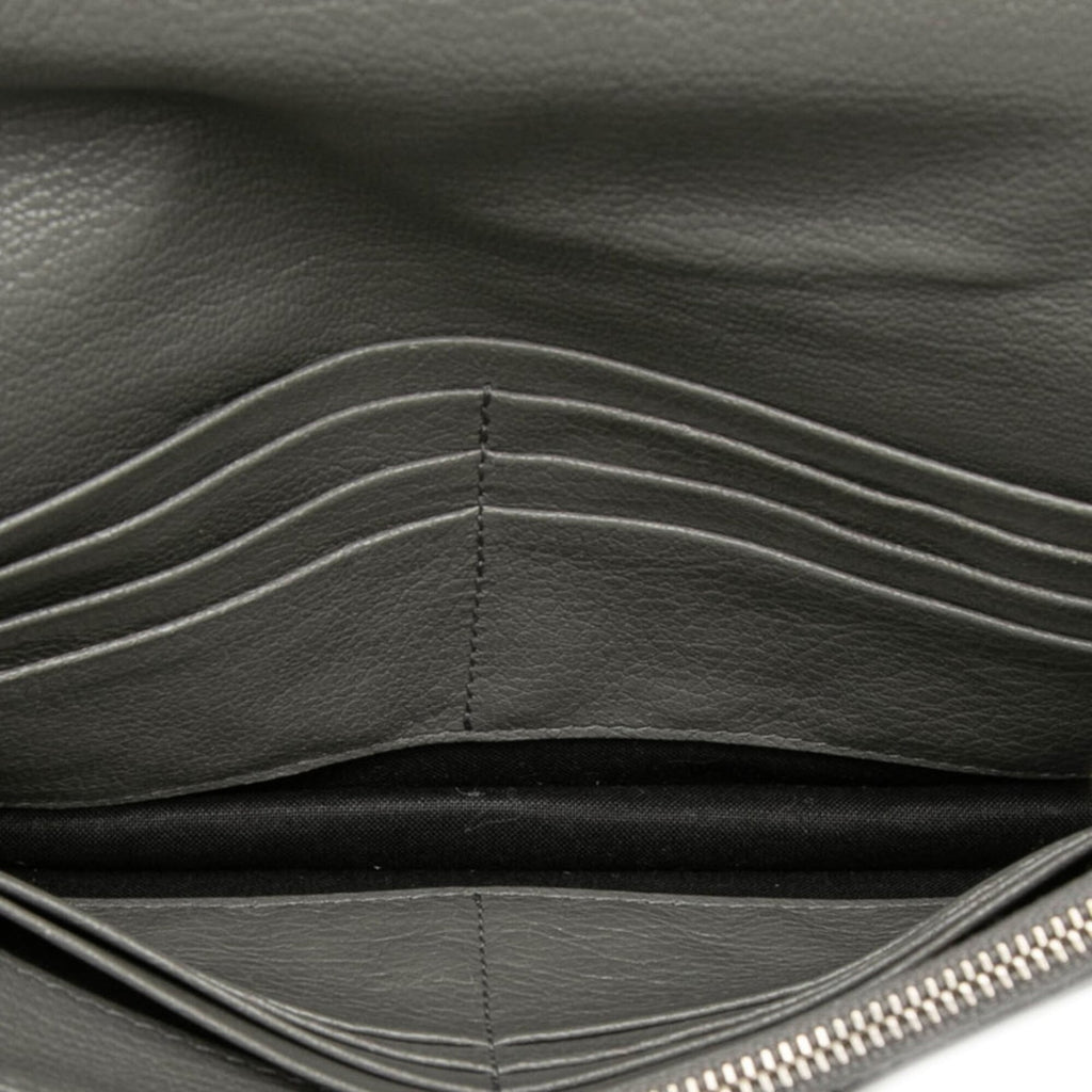 Balenciaga Gray Metallic Leather Chain/Shoulder Wallet