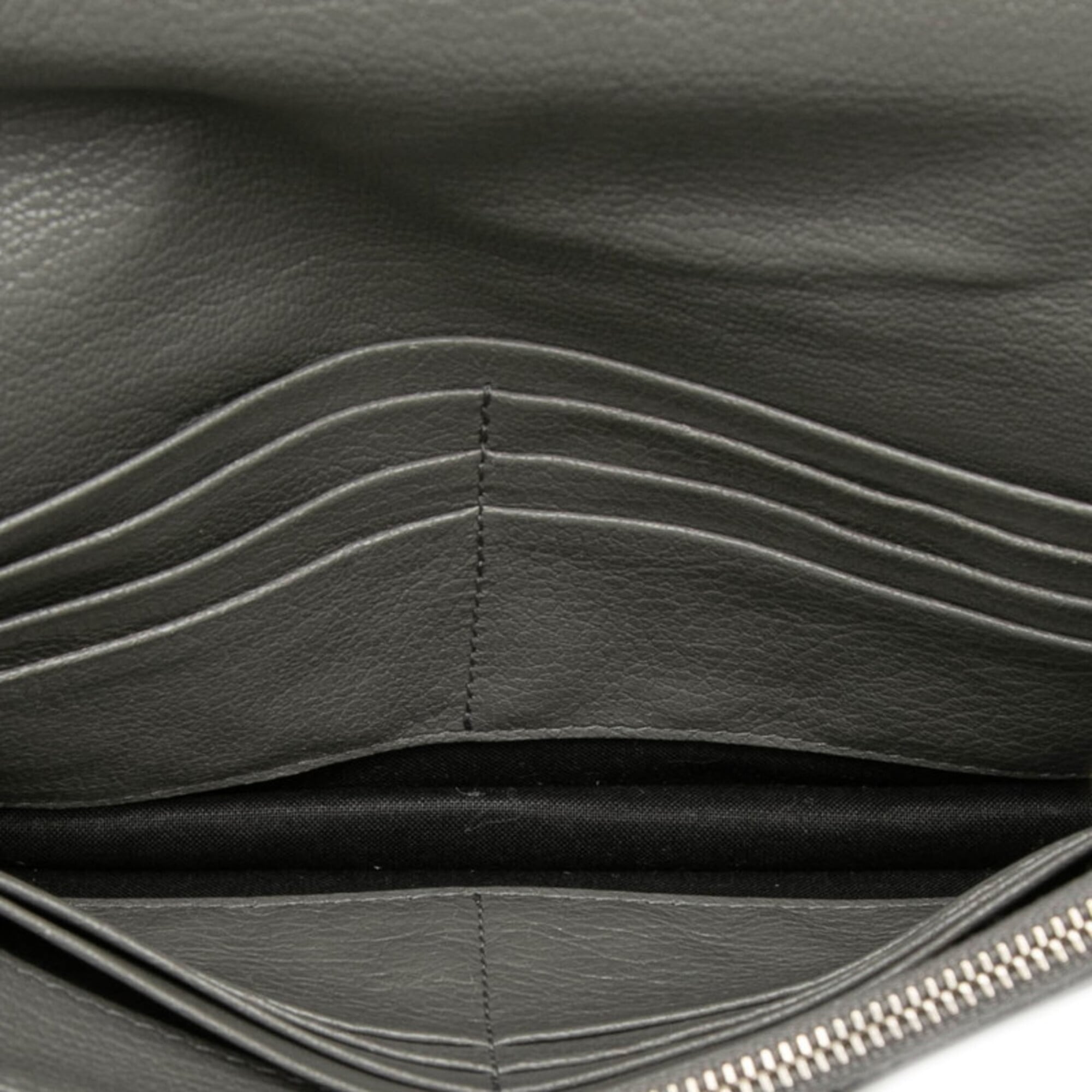 Balenciaga Gray Metallic Leather Chain/Shoulder Wallet