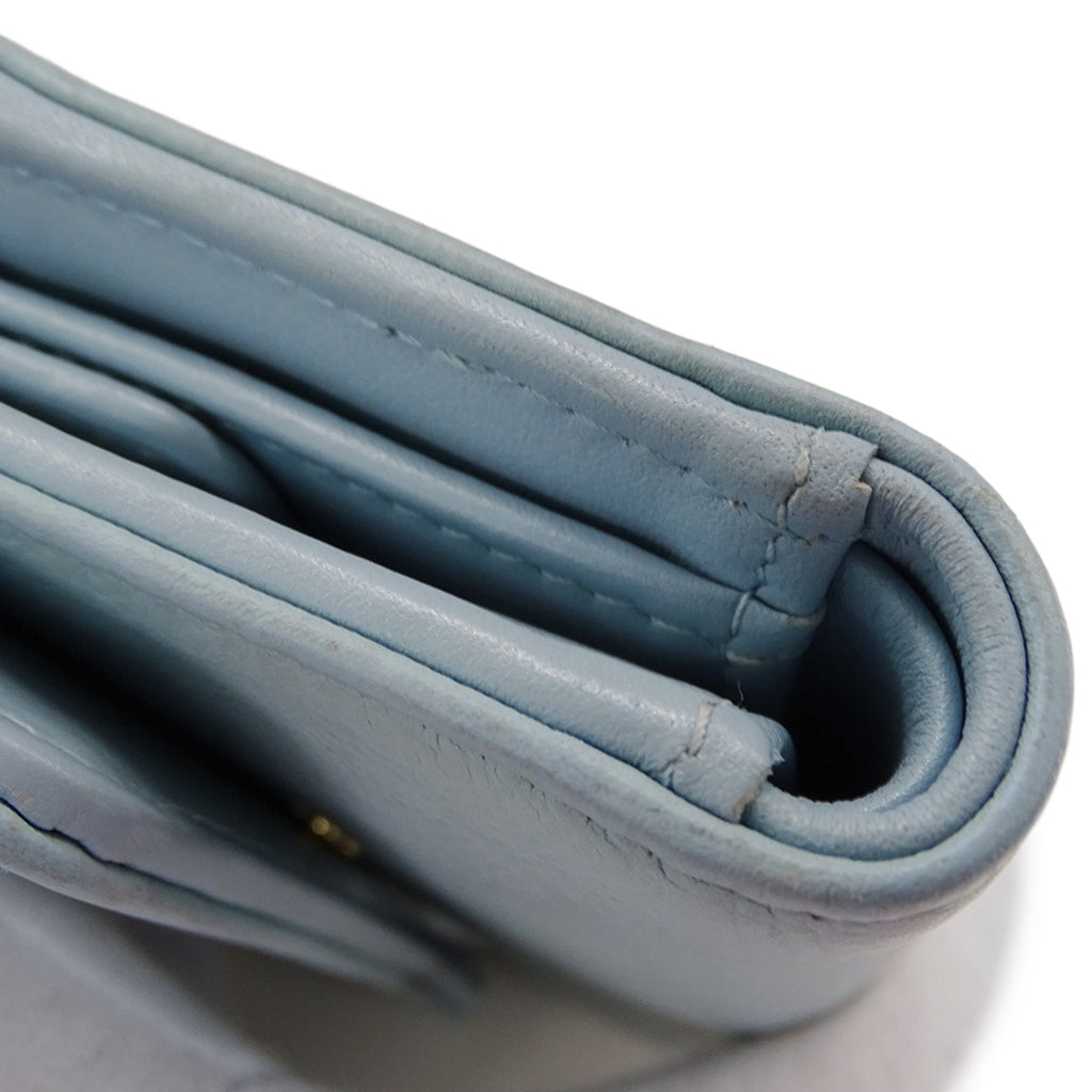 Chanel Light Blue Grained Calfskin Wallet (Tri-Fold)