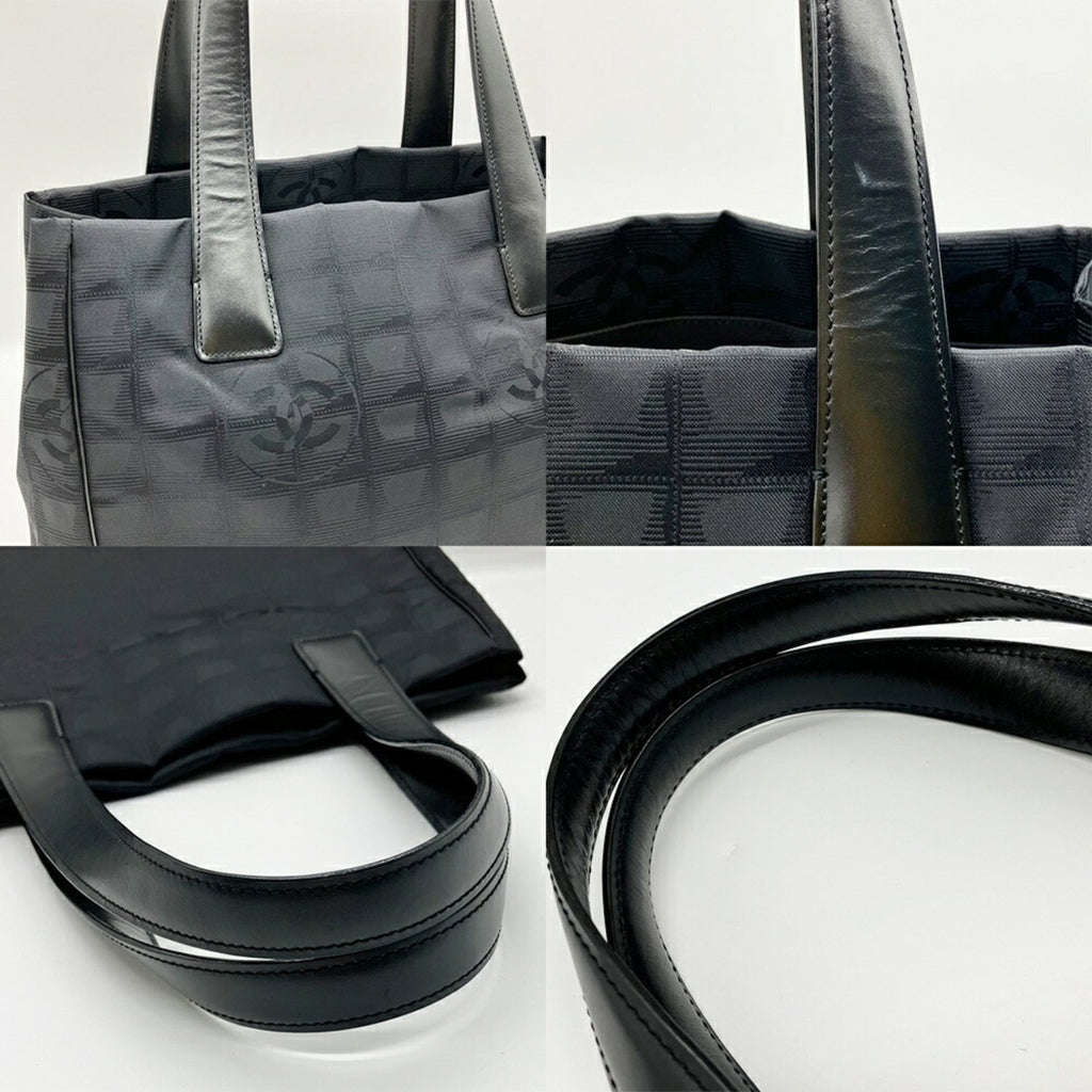 Chanel New Travel Line Black Nylon Leather Handbag Shoulder Bag