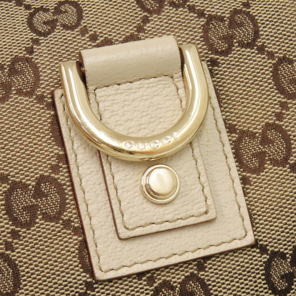 Gucci Beige White Gg Canvas Leather Shoulder Bag (Pre-Owned)
