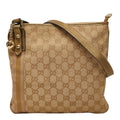 Gucci Beige Gold Pink Canvas Leather Shoulder Bag (Pre-Owned)