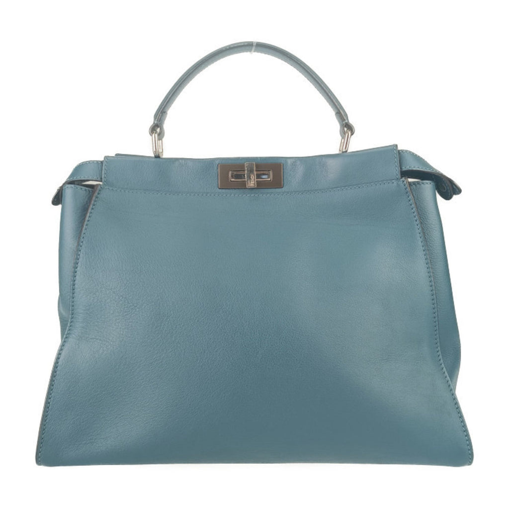 Fendi Peekaboo Blue Leather Handbag Shoulder Bag Tote Bag