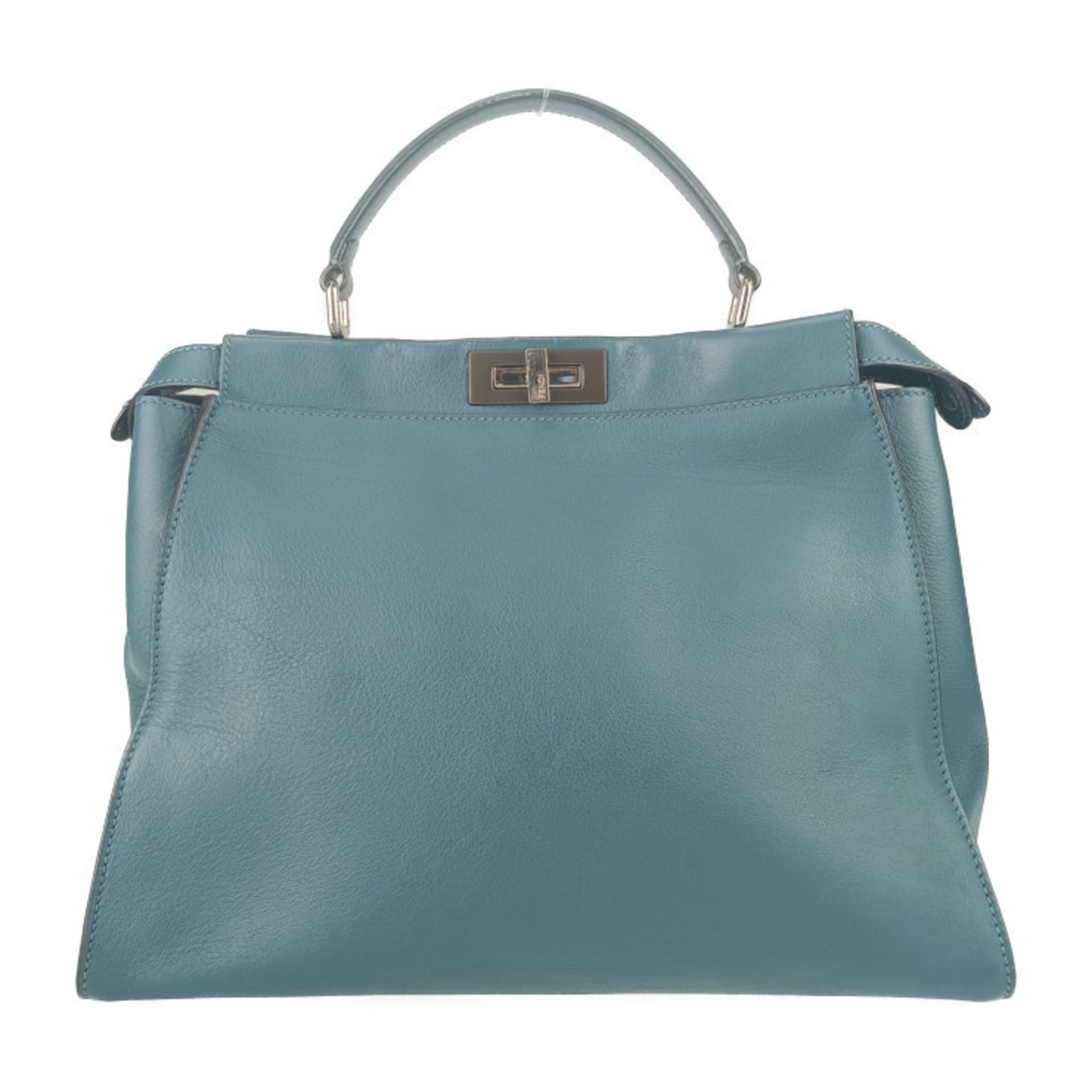 Fendi Peekaboo Blue Leather Handbag Shoulder Bag Tote Bag
