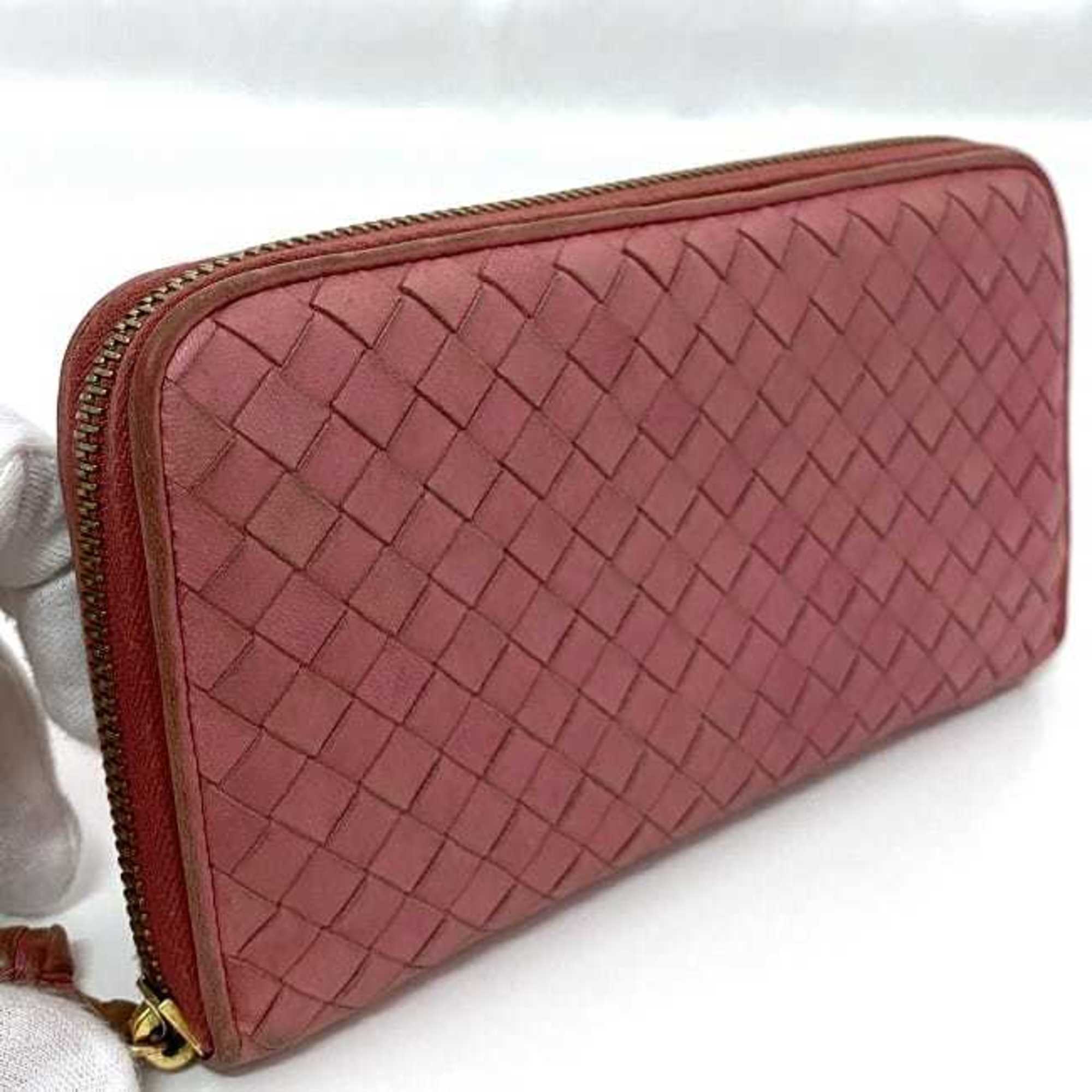Bottega Veneta Pink Leather Long Wallet (Bi-Fold)