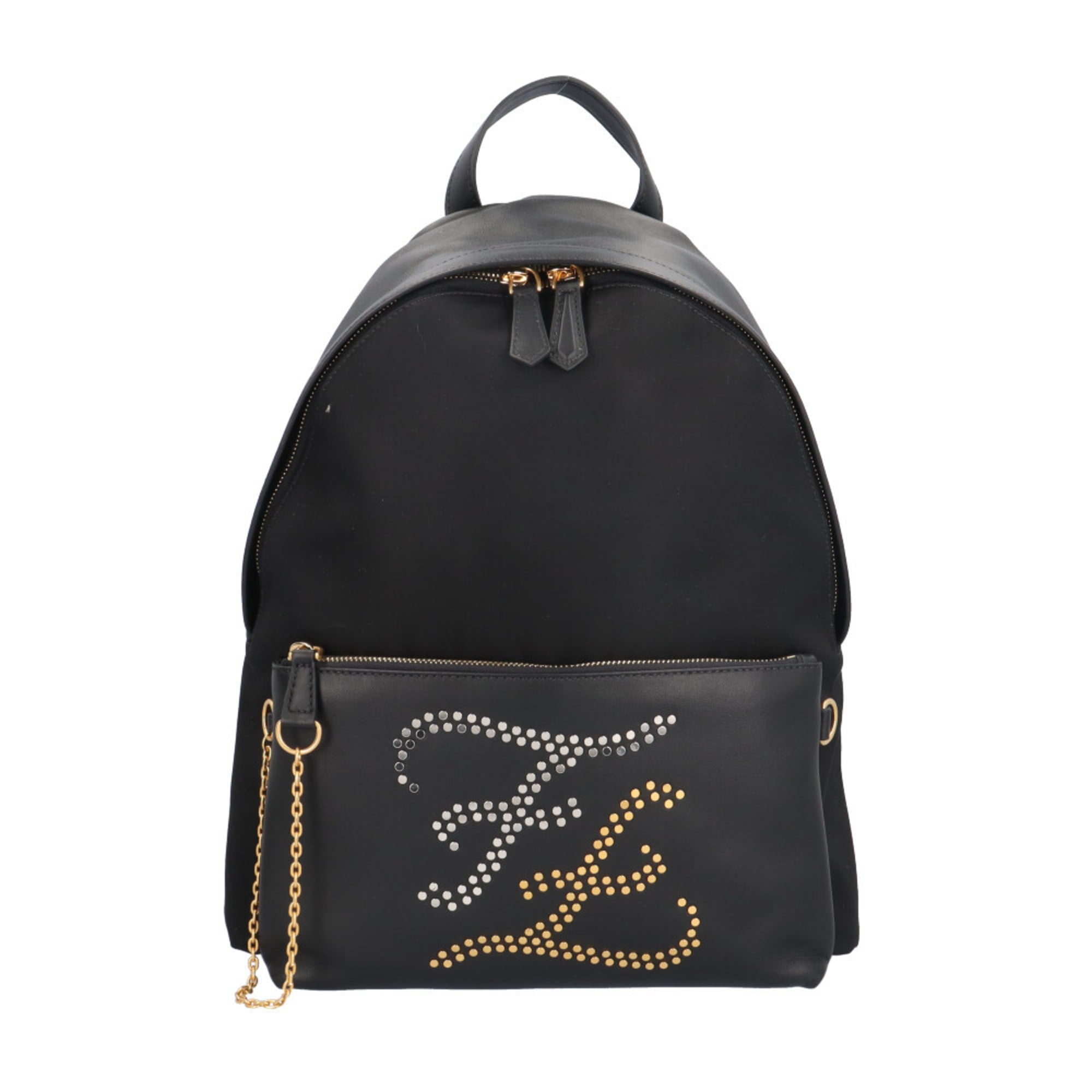 Fendi Black Nylon Leather Backpack