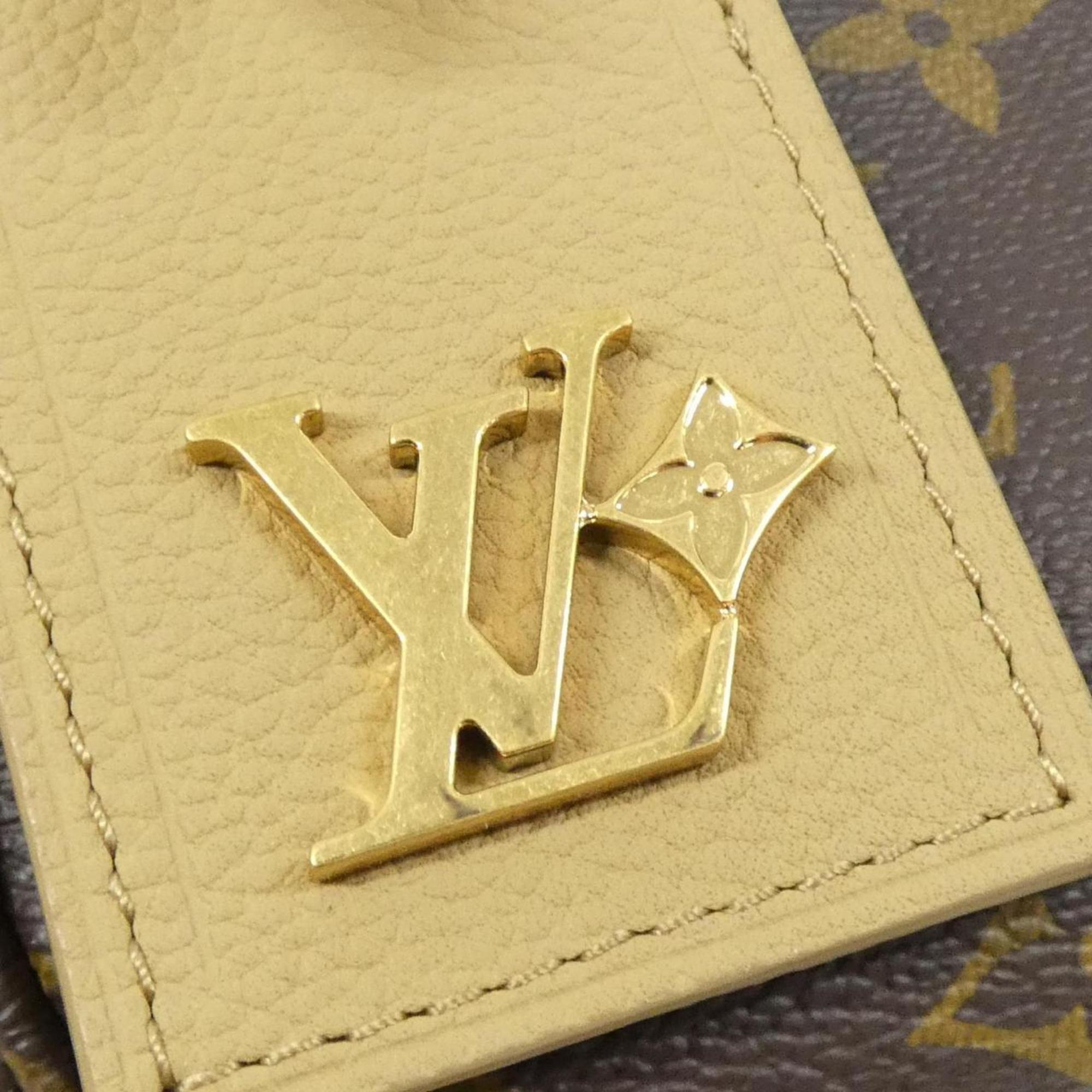 Louis Vuitton Beige Leather Coated Canvas Boston Bag