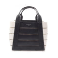 Balenciaga Black White Leather Canvas Handbag Tote