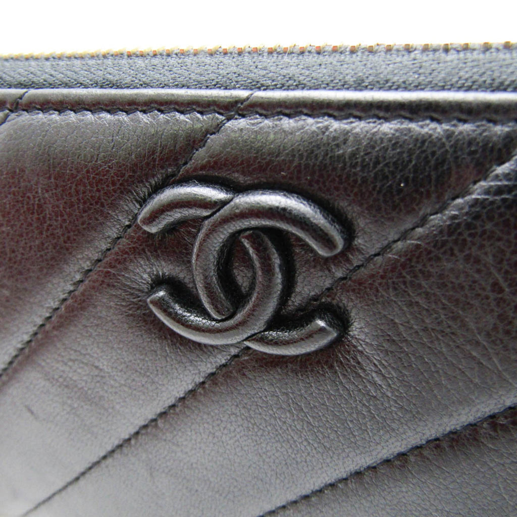 Chanel Black Leather Long Wallet (Bi-Fold)