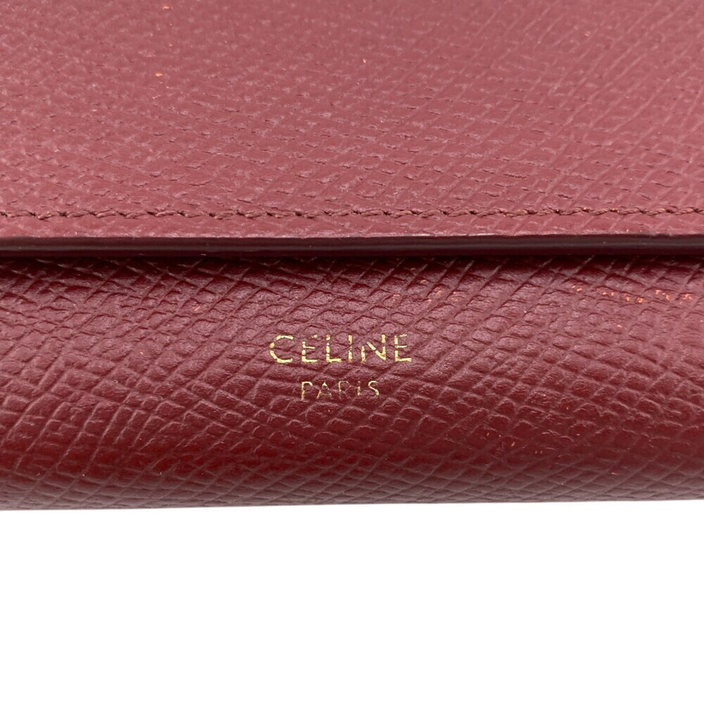 Celine Bordeaux Leather Long Wallet (Bi-Fold)