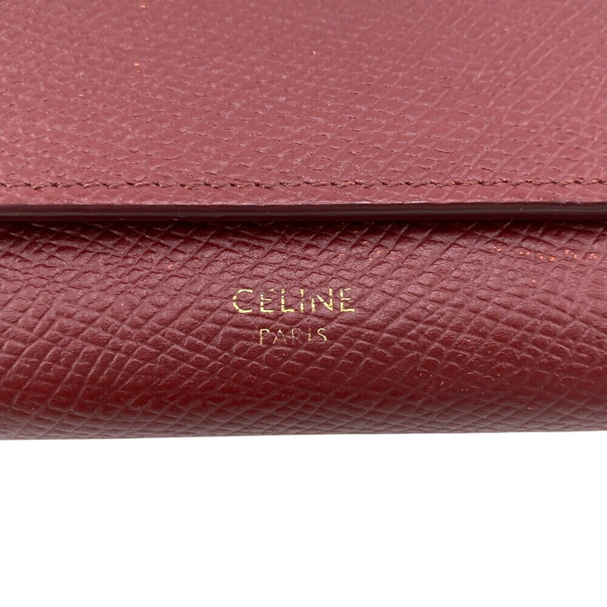 Celine Bordeaux Leather Long Wallet (Bi-Fold)
