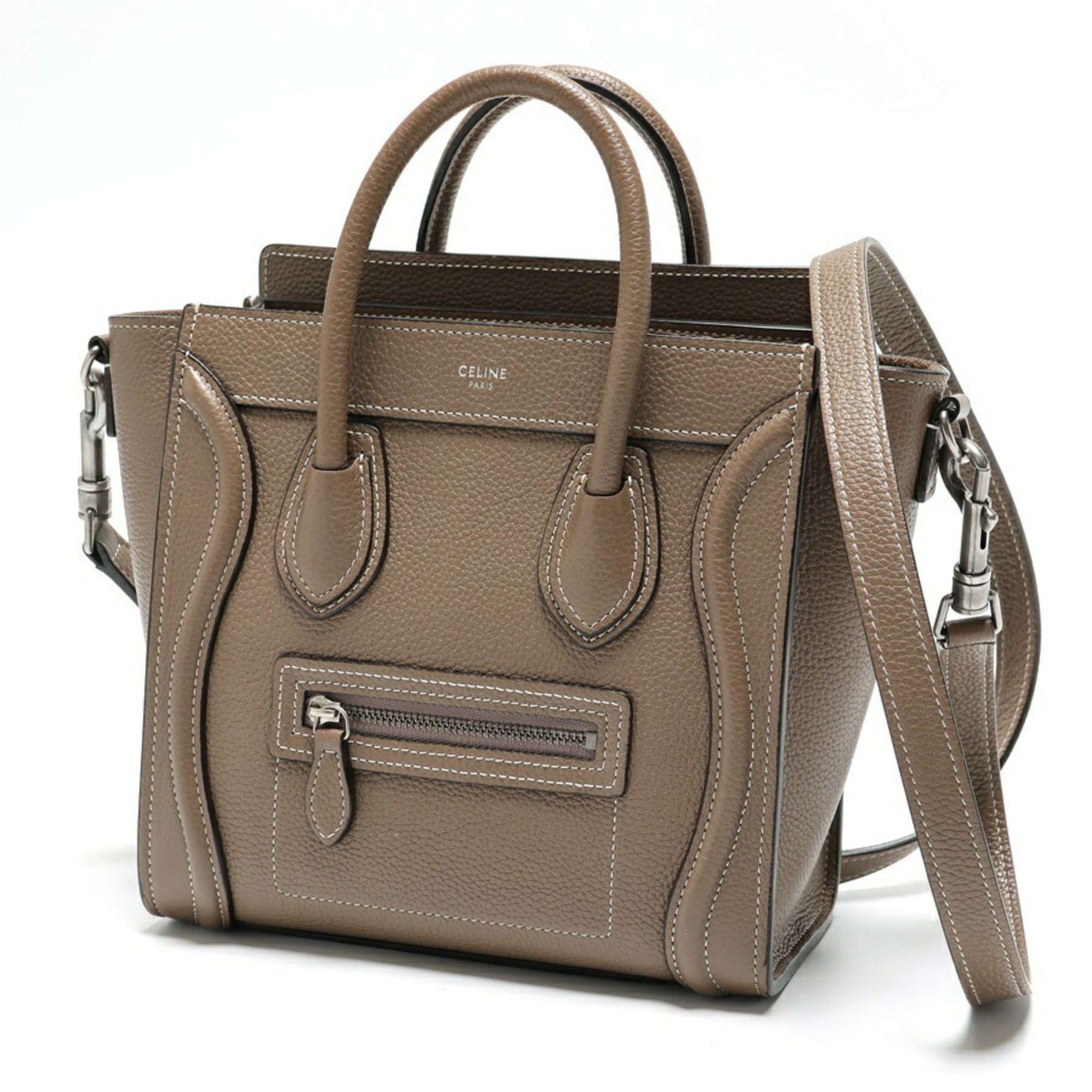 Celine Grayish Leather Handbag Shoulder Bag