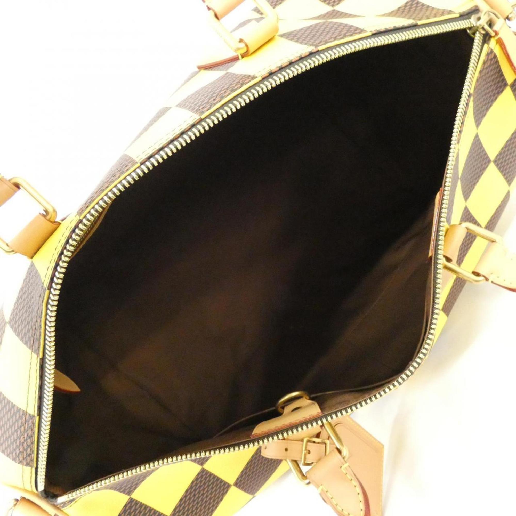 Louis Vuitton Ebene Yellow Coated Canvas Boston Bag