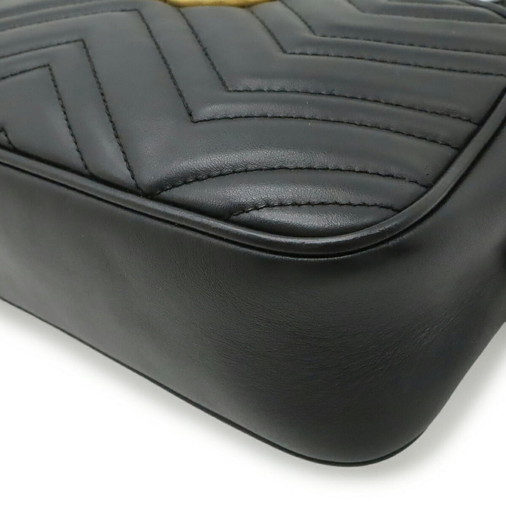 Gucci Gg Marmont Black Leather Shoulder Bag (Pre-Owned)