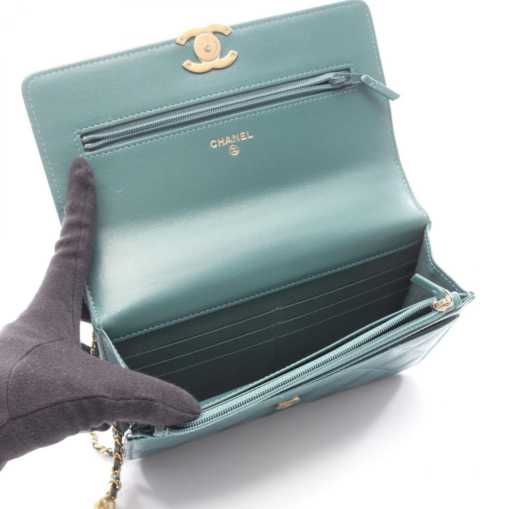Chanel Green Leather Handbag Shoulder Bag