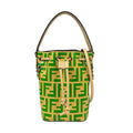 Fendi Beige Green Leather Shoulder Bag