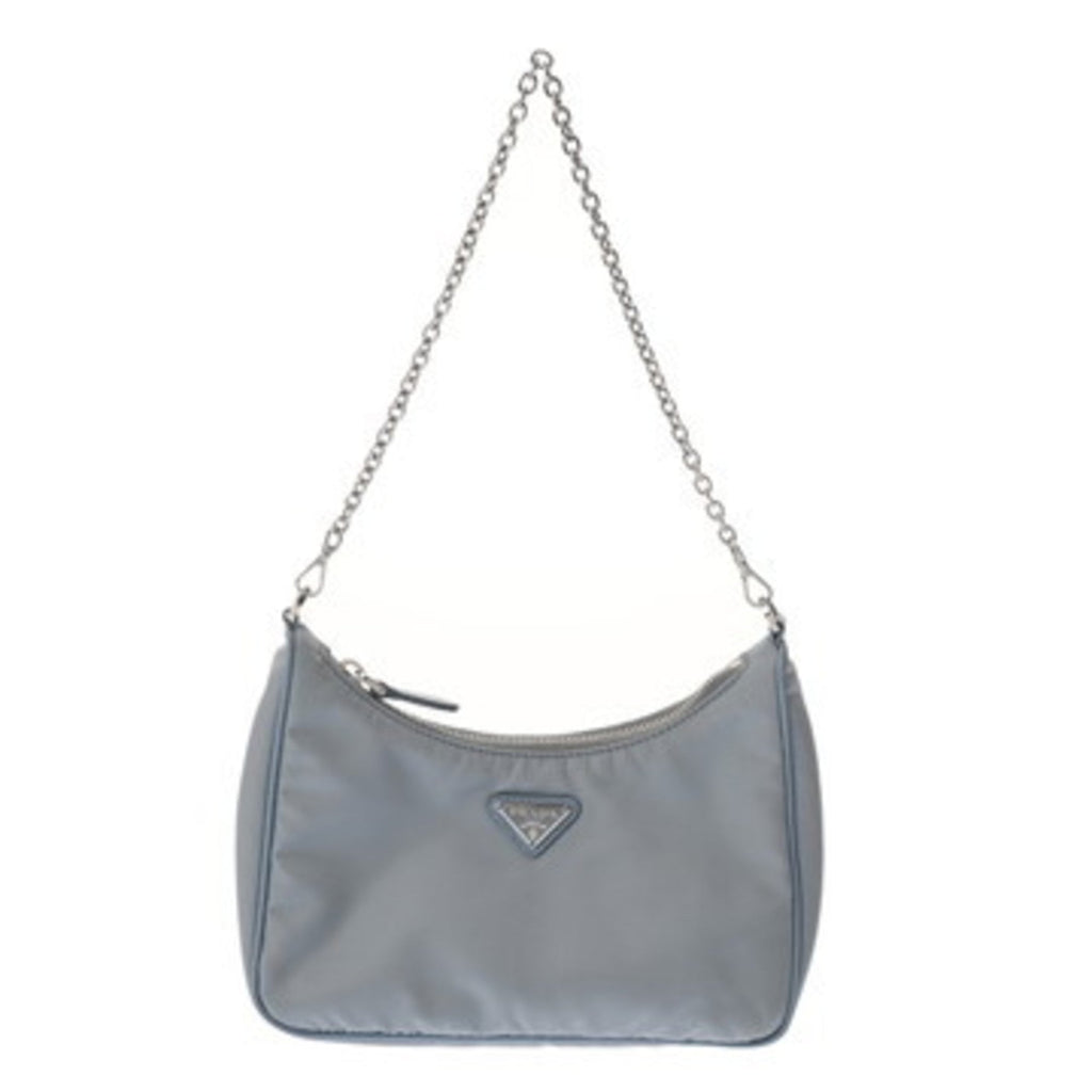 Prada Blue Light Blue Gray Nylon Shoulder Bag