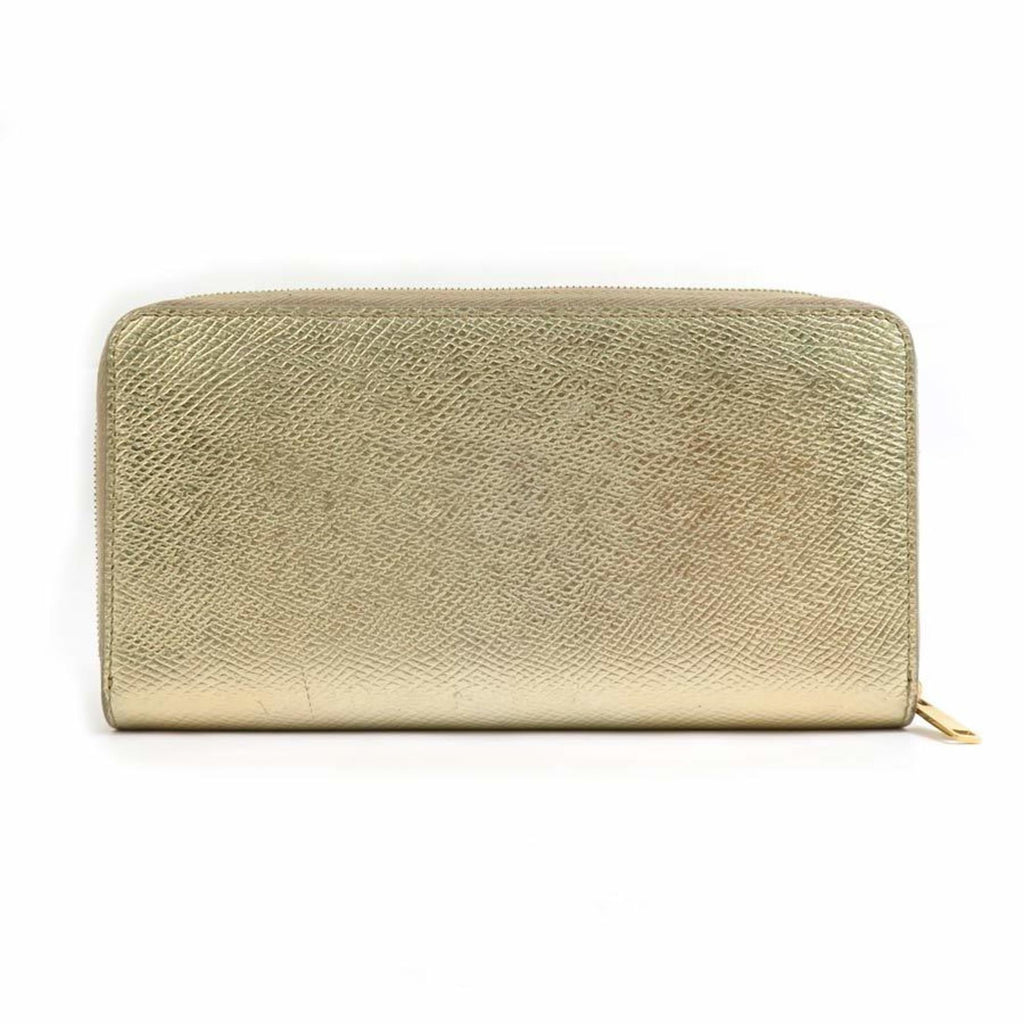 Celine Gold Leather Long Wallet (Bi-Fold)