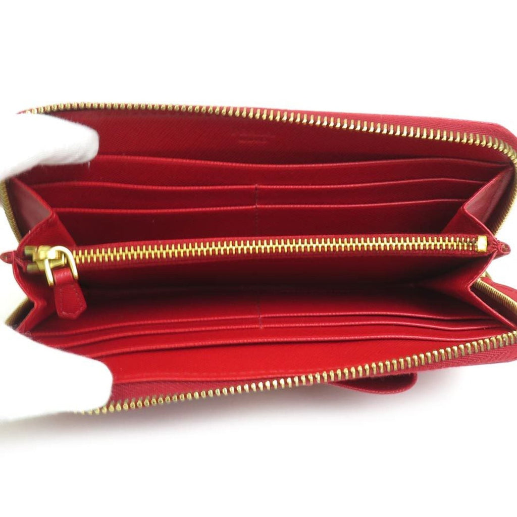 Prada Red Color Leather Long Wallet (Bi-Fold)