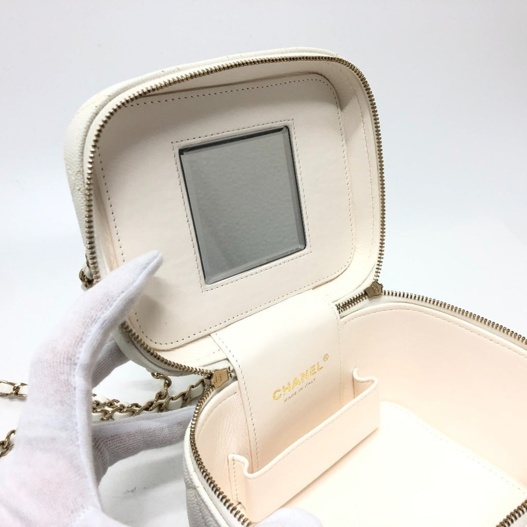 Chanel Caviar Skin White Caviar Leather Handbag Shoulder Bag Vanity Bag