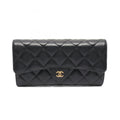 Chanel Black Grained Calfskin Long Wallet (Bi-Fold)