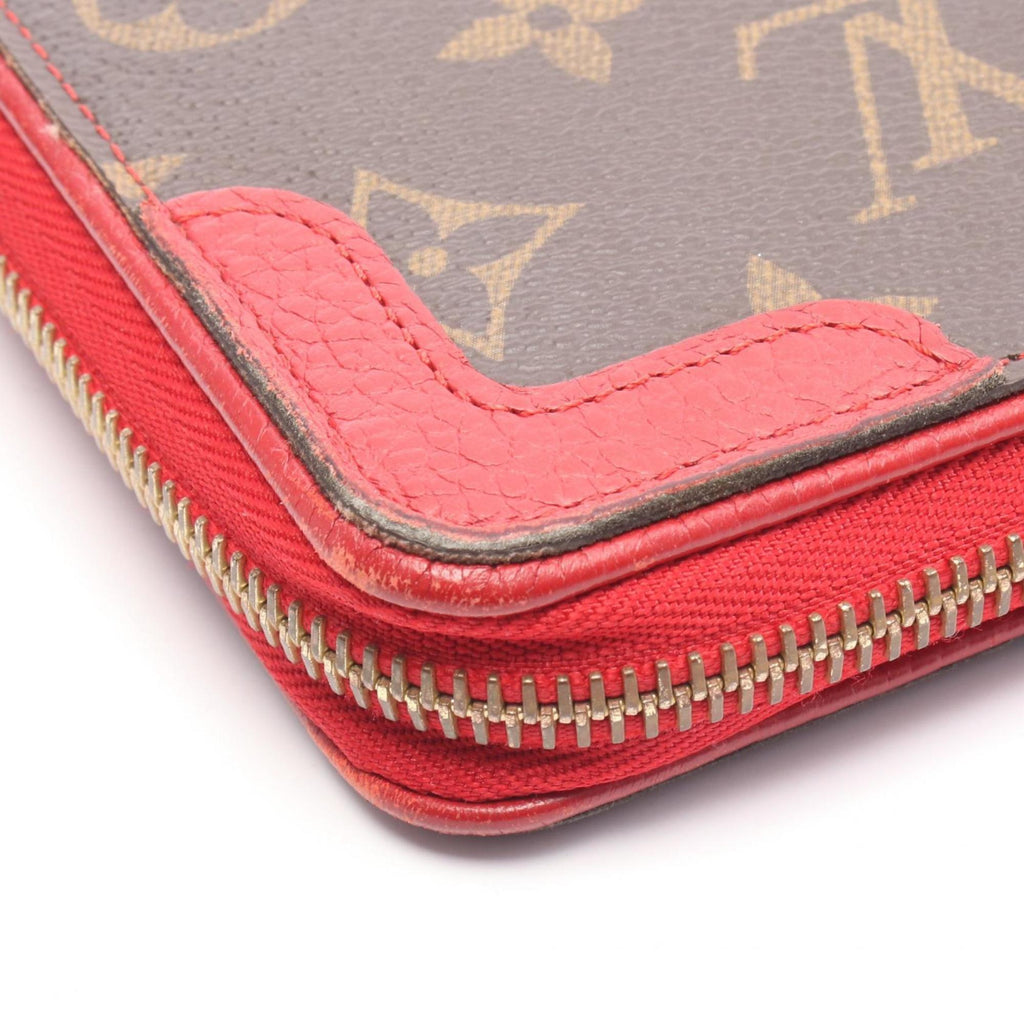 Louis Vuitton Brown Cerise Red Color Monogram Leather Coated Canvas Long Wallet