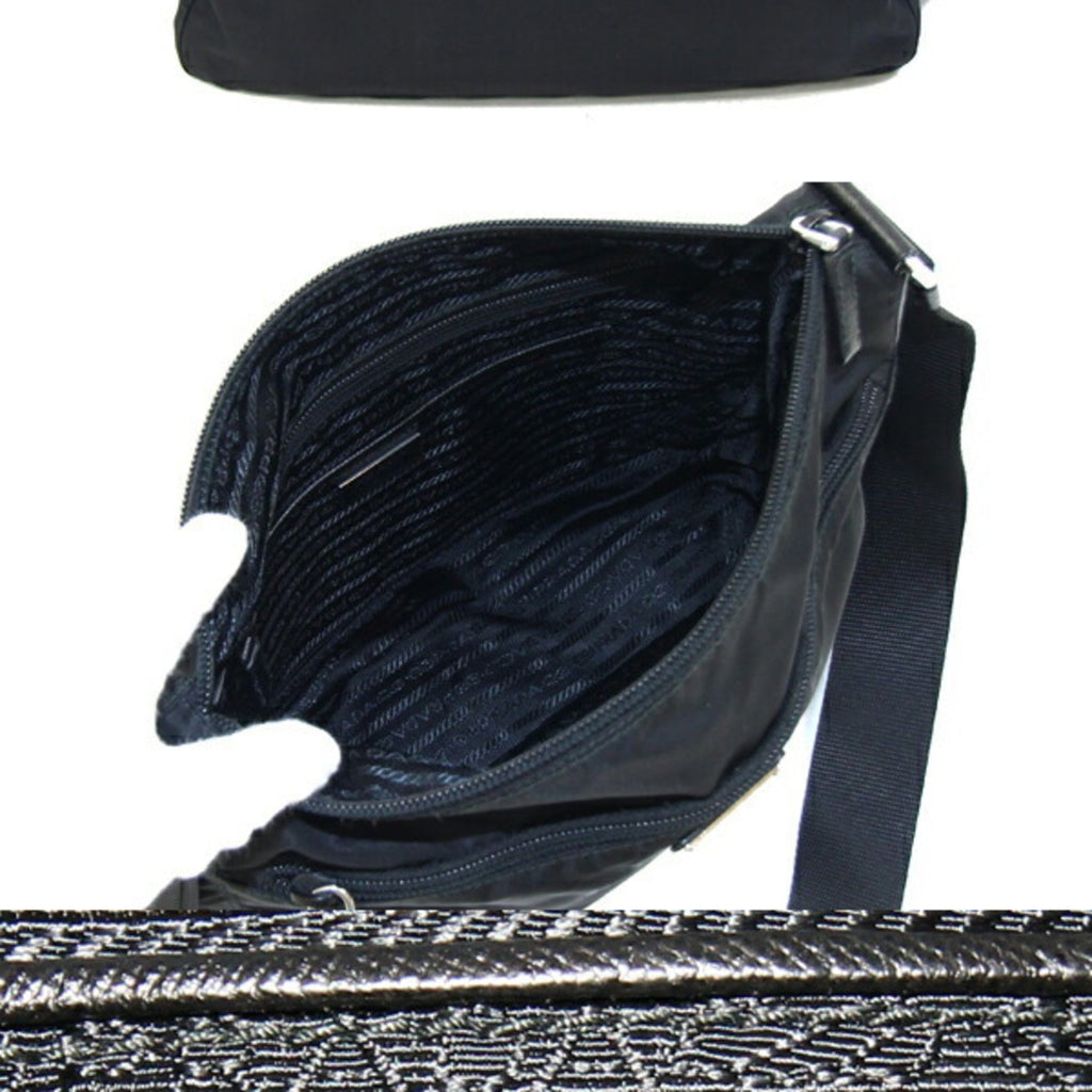 Prada Black Nylon Leather Shoulder Bag