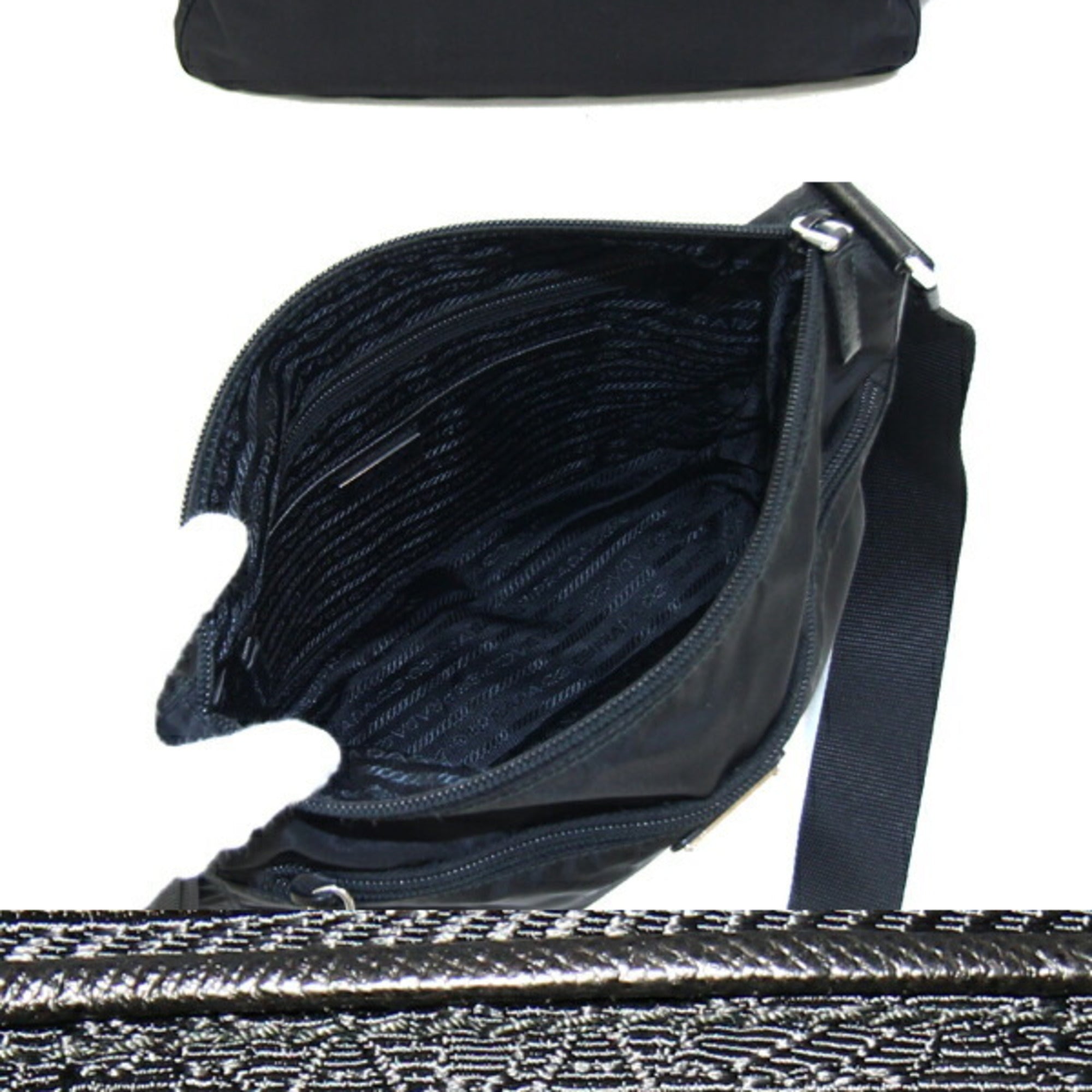 Prada Black Nylon Leather Shoulder Bag
