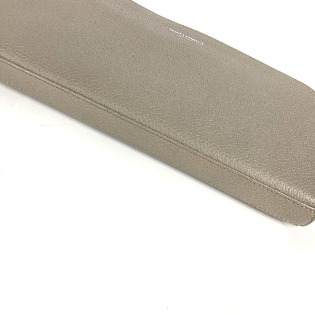 Saint Laurent Gray Leather Long Wallet (Bi-Fold) (Pre-Owned)