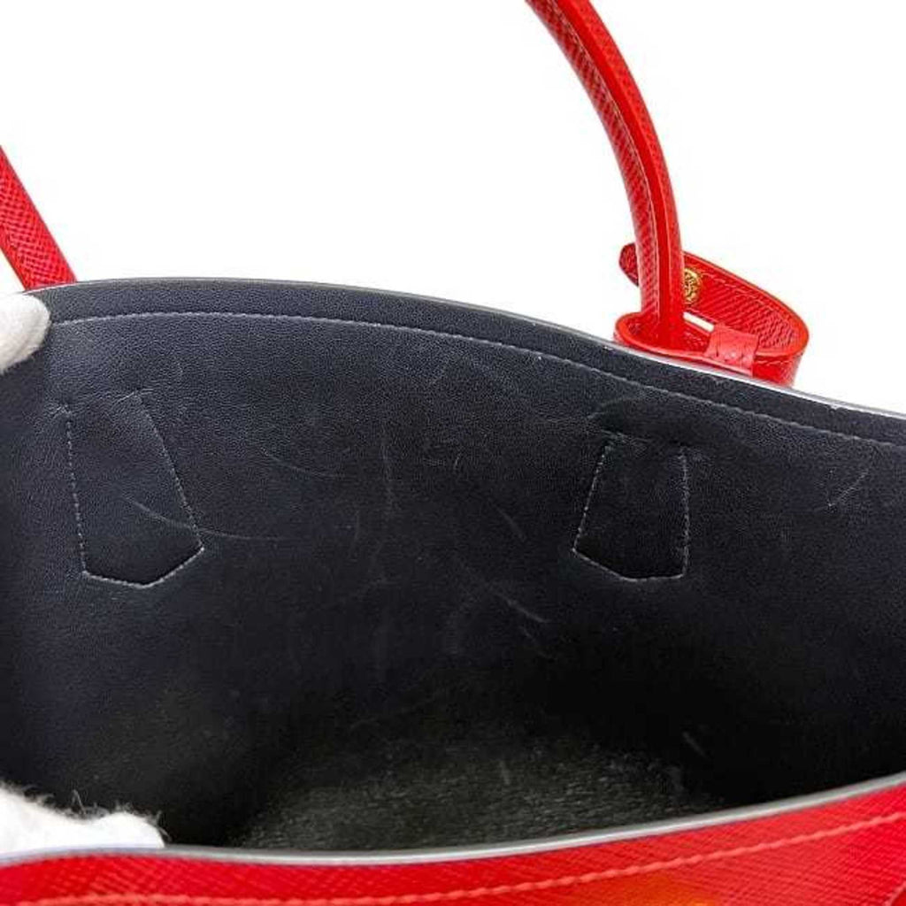 Prada Fuoco Red Color Saffiano Triangle Tote Bag
